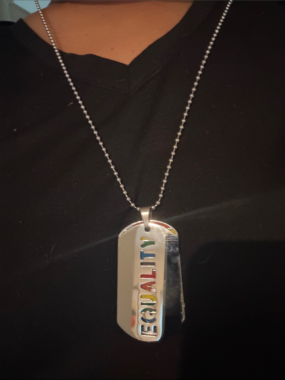 Metallic Silver 'EQUALITY' Pendant Necklace - Silver